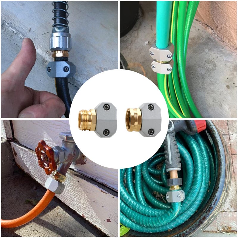 STYDDI Garden Hose Repair Connector Fitting, Aluminum Mender Female and Male Hose End Connector with Zinc Clamp, Fit 5/8-Inch and 3/4-Inch Garden Hose, 3 Sets - Image 4